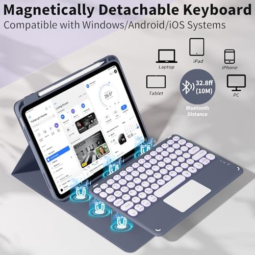JKSML for iPad(A16) 11th/10th Generation Case with Keyboard,Backlight