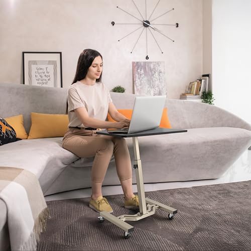 Le Crozz Mobile Height Adjustable Laptop Rolling Cart, Espresso