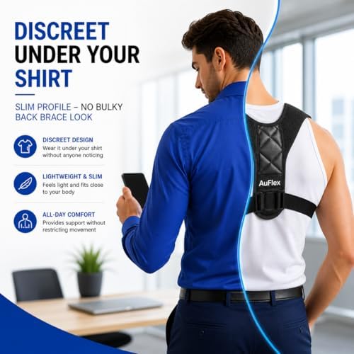 Posture Corrector for Women & Men – Adjustable Upper Back Brace for Shoulder Support, Back Straightener & Clavicle Brace for Back Pain Relief, Breathable Posture Corrector Back Brace, Chest Size (30-43 inches)