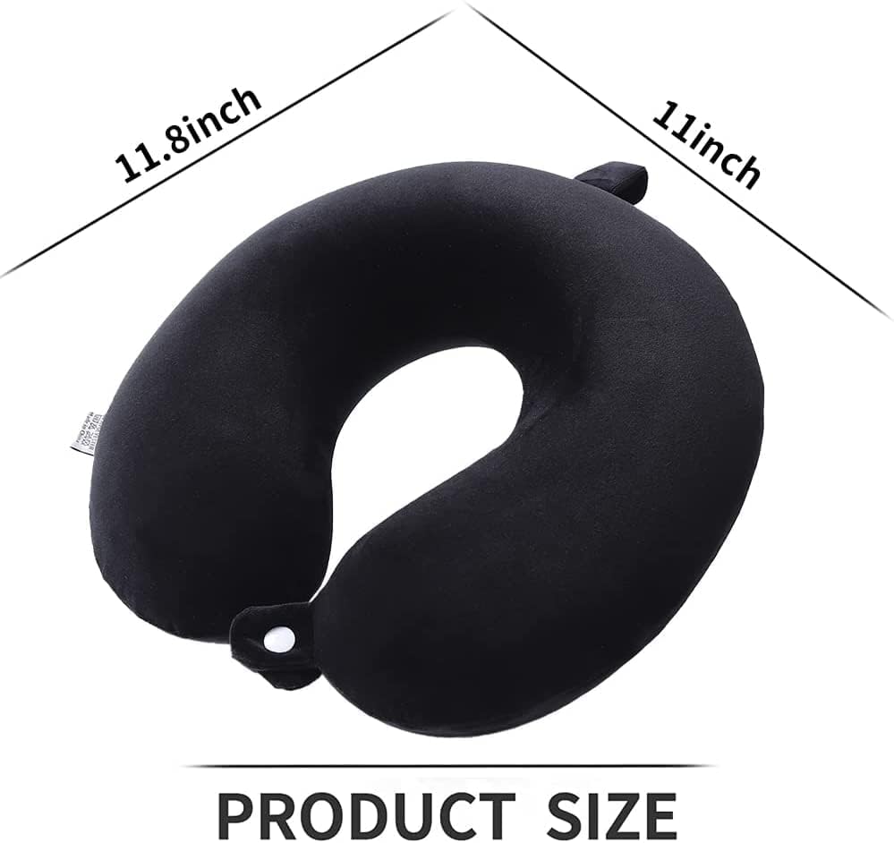 GDEOUP Travel Pillow - Memory Foam Neck Pillow Support Pillow,Luxury Compact & Lightweight Quick Pack for Camping,Sleeping Rest Cushion (Black)