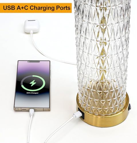 Oneach 27.75" Gold Black Table Lamps Set of 2 with Nightlight for Bedside