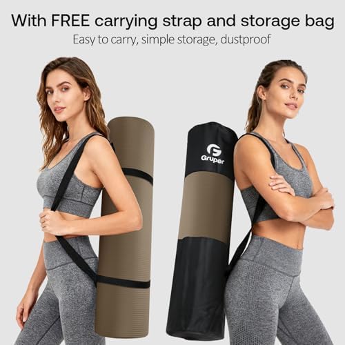 Gruper Yoga Mat Non Slip, 10/15mm Thick NBR Extra Thick Yoga Mat