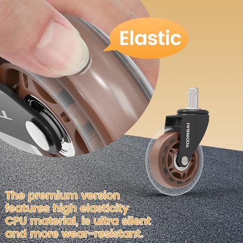 3 Inch Office Desk Chair Wheels Replacement, Stem 7/16-7/8,(Brown)