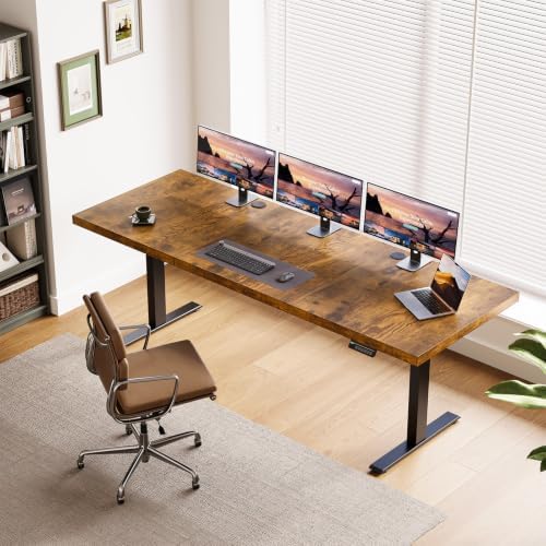 OffiGo 71" Executive Electric Standing Desk Height Adjustable, Rustic Brown