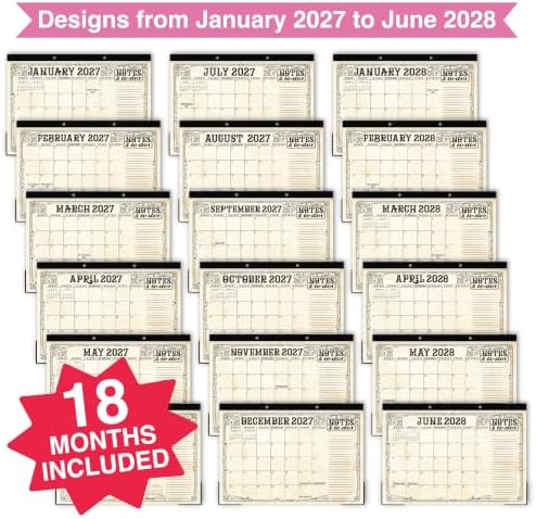 Large Desk Calendar 2027 - Desktop Calendar 2027-2028