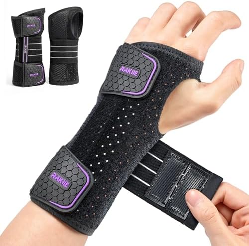 Rakiie 2 Pack Carpal Tunnel Wrist Brace Night Splint, Purple
