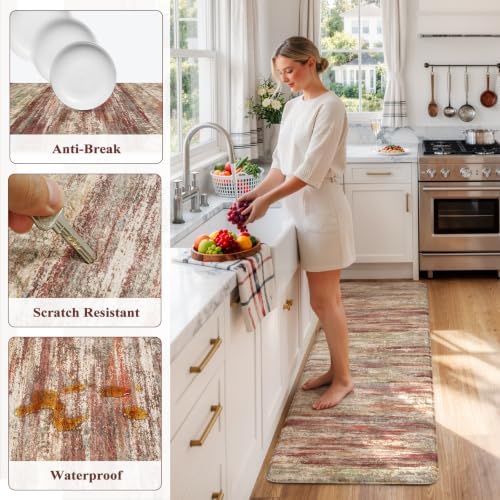 KIMODE Kitchen Mats Cushioned Anti Fatigue, Neutural Kitchen Rugs Sets of 2