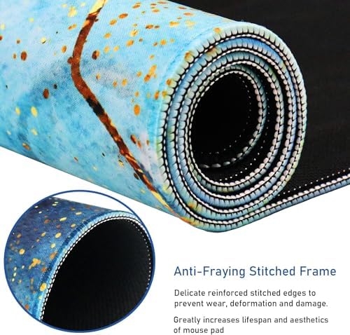 Large Gaming Mouse Pad with Stitched Edges (35.4X15.7In) Waterproof Pad