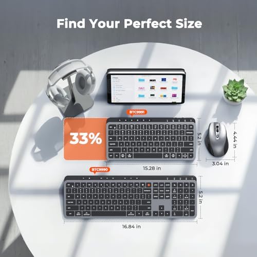 MEETION Wireless Ergonomic Keyboard and Mouse, Split Curved Bluetooth & 2.4G Keyboard Mouse Set, Cushioned Palm Rest, Full-Size, 4-Level DPI Adjustable Mouse (Black)