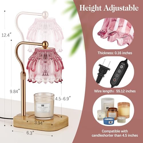Candle Warmer Lamp with Timer Dimmer, Wax Melts Warmer Lamp for Gift, Pink