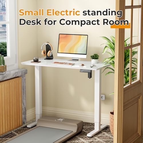 JOY worker Electric Glass Standing Desk, 40" Small Drafting Table on Wheels