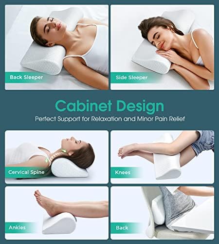 Cervical Neck Pillows for Pain Relief Sleeping, High-Density Memory Foam Pillow Neck for Bolster Support and Shoulder Relaxer, Decompression Devices Orthopedic Roll Pillow for Bed Office White