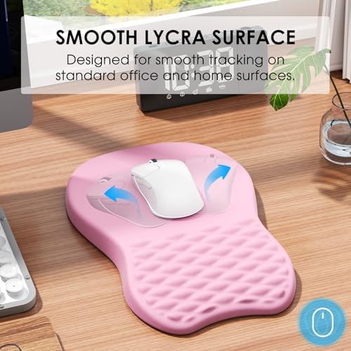 MROCO Ergonomic Mouse Pad with Wrist Support, 11.8 x 7.8 in, Pale Pink