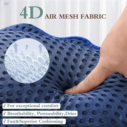 Bath Pillow RUVINCE Ergonomic Luxury Bathtub Pillow with Head,Neck, Shoulder and Back Support, 4D Bath Pillows for tub with 6 Powerful Suction Cups, Fits All Bathtub, Spa Tub, Hot Jacuzzi (Dark Blue)