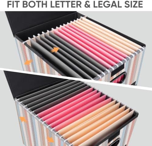 BALEINE File Organizer Box with Lid, Collapsible Hanging File Storage Box