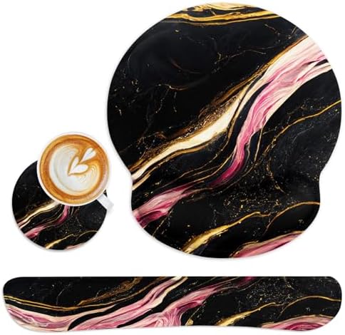 Britimes Ergonomic Mouse Pad Set with Wrist Rest, Marble Black
