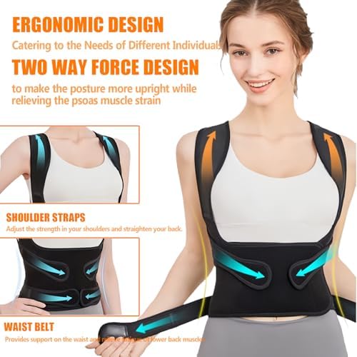 Posture Corrector for Women & Men, Back Support Brace with Adjustable Full Back Support, Breathable Mesh Design for Neck/Shoulder/Back Pain Relief, Scoliosis, Hunchback & Thoracic Spine Correction