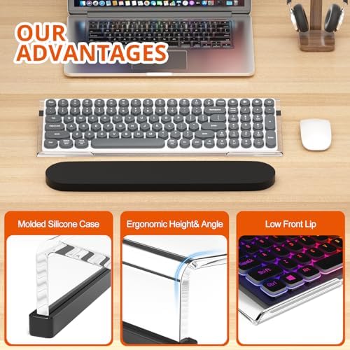 Richboom Ergonomic Computer Keyboard Stand - Tilt PC Keyboard Stand Riser for Easy Typing, Acrylic Keyboard Tray Holder for Office Desk, Home, School, with Silicone Anti-Slip Case, Clear