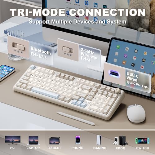 YUNZII B98 PRO 96% Wireless Mechanical Keyboard (Beige, Milk Switch)