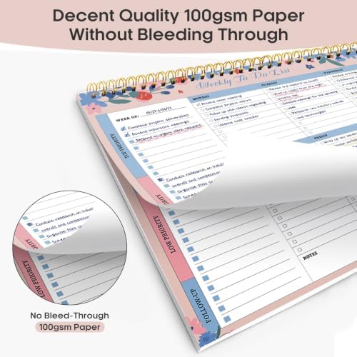 Taja Weekly To Do List Notepad, Undated Weekly Planner Pad, 8.5" x 11"