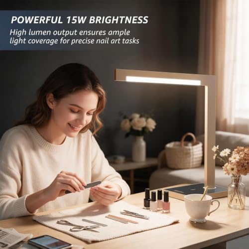 2-Pack Aluminum Desk Lamp with Charging Station,15W Table Lamp