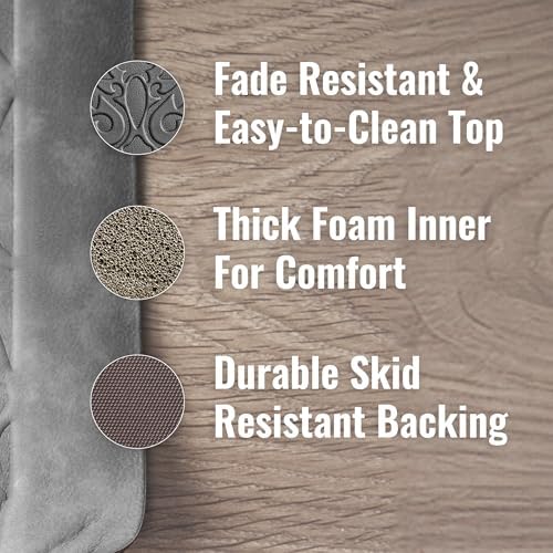 Chef Gear - Anti-Fatigue Gelness Kitchen Mat - Marni Design - Cushioned Comfort Chef Mat - Faux Leather - Cooking & Standing Relief -Skid-Resistant - Measures 17.5"x32" - Grey