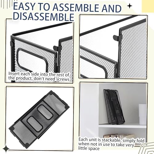 Zhengmy 3 Pcs Hanging File Organizer Letter Size File Holder Metal Mesh Filing Box Desktop Folder Letter Storage Cabinets Magazine Holder with Handles for Home Office School Document (Black)