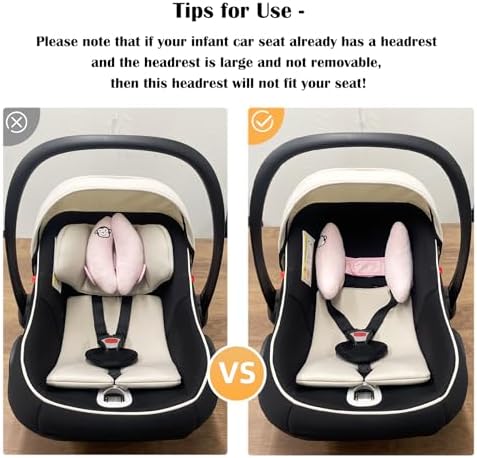 Adjustable Head Neck Pillow for Infant Car Seat, Portable Baby Travel Pillow for Stroller, Banana Shape Headrest Support Pillow, Comfortble Toddler Neck Pillow for Pushchair,Swing, Light Pink