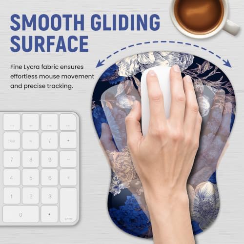 Ergonomic Mouse Pad with Wrist Rest, Gel Wrist Support, Indigo