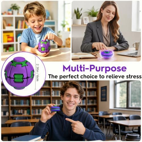 3D Printed Gear Fidget Spinner Toy, Mechanical Kinetic Desk Toy, Portable Sensory Fidget Gadget, Metal EDC Desk Accessory, Creative Office Gift, Nebula Purple