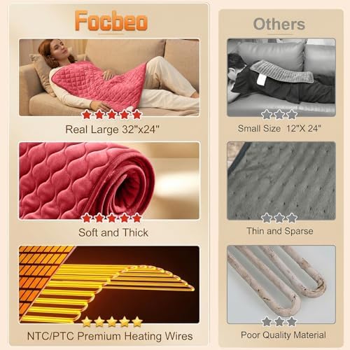 Focbeo King Size Heating Pad for Back 32"x24" Extra Large Heat Pad