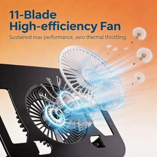 Laptop Stand for Desk with Quiet Cooling Fans - 360 Rotating Base Ergonomic Computer Stand, Aluminum Laptop Riser Foldable Protable for Office Home fits MacBook Air Pro, Dell, HP (10-17.3'') (black)