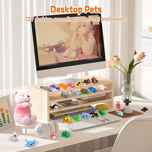 VZZNN 64pcs Mini 3D Printed Animals Bulk, 3D Printed Articulated Flexible Fidget Toy, Cute Little Animal Figurines Toy for Kids and Adults, Office, Desk, Party Favors, Decor