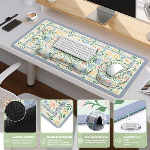 iCasso Desk Cover Mat, Gaming Mouse Pad Wrist Support Set