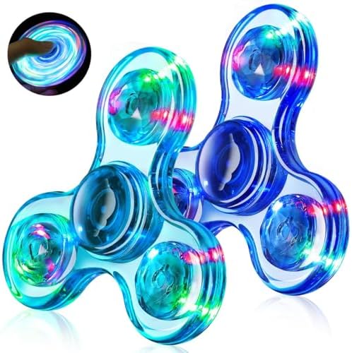 Fidget Spinner 2 Pack, Light up Sensory Fidget Toys Adults Kids Autism ADHD