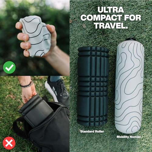 Inflatable Travel Foam Roller for Muscle Recovery and Back Support (Topo Gray, 15")