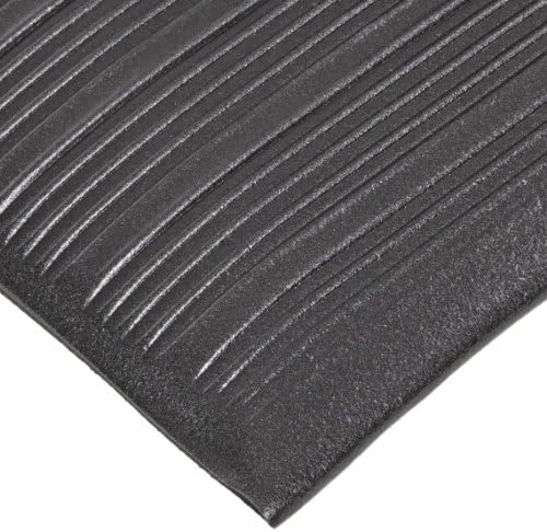 NoTrax T42 Standard PVC Safety/Anti-Fatigue Comfort Rest Ribbed Foam, for Dry Areas, 3' Width x 10' Length x 3/8" Thickness, Coal