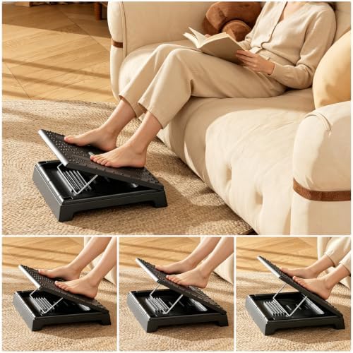 JOYZAN Foldable Foot Rest for Under Desk Footstool with Massage Roller
