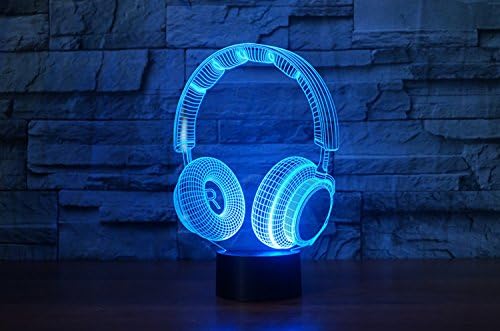 Earphone 3D Illusion Night Light Touch Table Desk Lamp