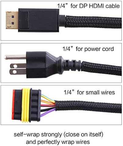 Alex Tech 25ft - 1/4 inch Cord Protector Wire Loom Tubing Cable Sleeve Split Sleeving for USB Cable Power Cord Audio Video Cable – Protect Cat from Chewing Cords - Black