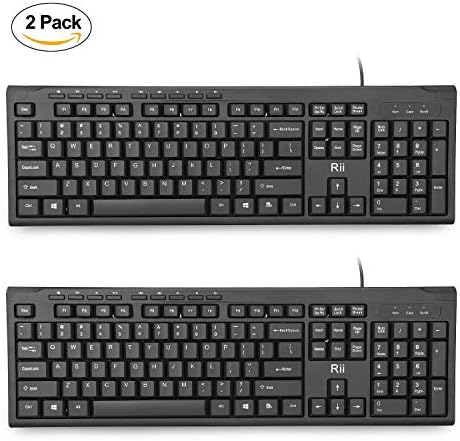 Rii RK907 Ultra-Slim Compact USB Wired Keyboard for MAC and PC-Black(2PCS)