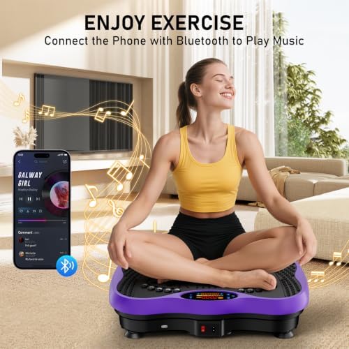 Vibration Plate Exercise Machine, 130 Levels Full Body Workout Vibrating Plate for Lymphatic Drainage Weight Loss, 450 Lbs Capacity Shake Platform with Bluetooth for Women Men