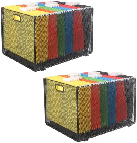 COSYAWN Hanging File Folder Organizer Box, Letter Legal Size, 2 Pack Black