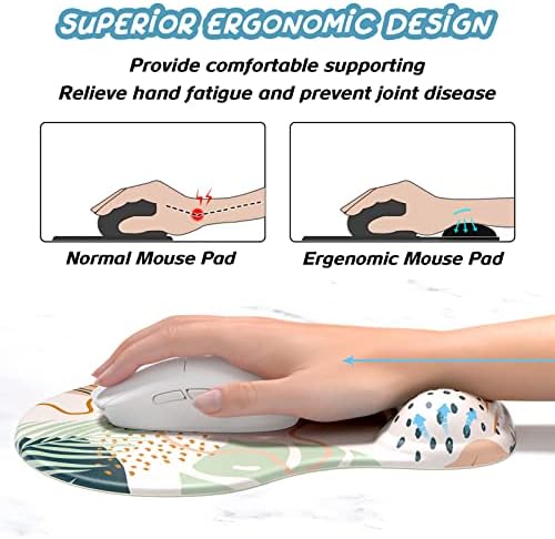 Hsurbtra Ergonomic Mouse Pad with Wrist Rest Support, Gel Mouse Pads with Non-Slip PU Base, Pain Relief Memory Foam Computer Mat, Cute Office Supplies Desk Decro Accessories, Spot