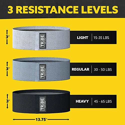 Fabric Resistance Bands for Working Out, 3-Pack for Legs and Glutes