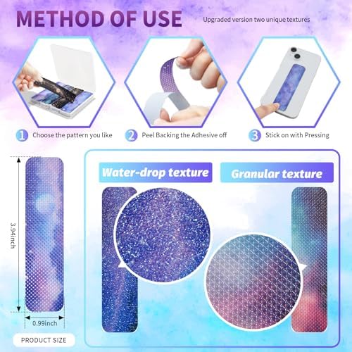 48 Pieces Anxiety Sensory Stickers with Storage Box - Sensory Strips 2 Textured Surface Adhesives Fidget Strips for Office Desk Relieve Adult Stress (Galaxy Style)