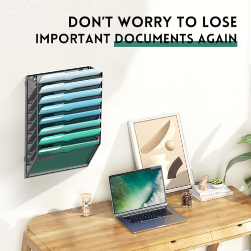 SUPEASY 8-Tier Wall File Organizer, Wall Mounted Mail Sorter, 2 Pack
