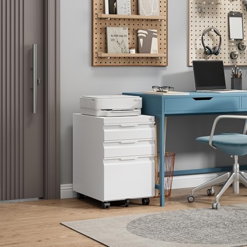 3 Drawer Mobile File Cabinet with Lock, Rolling File Cabinet with Wheels