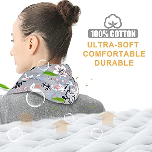 UNCN Long Wide Heating Pad for Neck and Shoulders Back 33x5.9in Microwavable Large Moist Heat Pack Warm Hot Compress Neck Wrap Weighted Bag Massage Reusable Herbal Nature Calming Portable Cotton