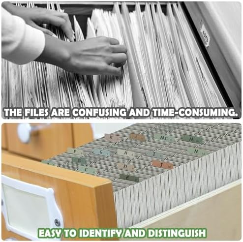 gisgfim 25 Alphabet File Guides, A‑Z Top‑Tab File Cabinet Dividers, Morandi